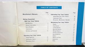 1963 Kaiser Jeep Wagoneer J 100 4x4 4x2 Owners Manual Original