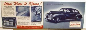 1940 DeSoto De Luxe & Custom Sedan Coupe Line BLUE Sales Brochure Original