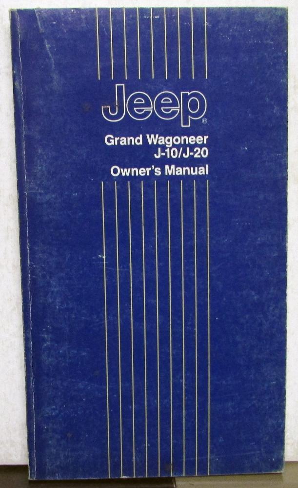 1986 Jeep Grand Wagoneer J 10 20 Owners Manual Original