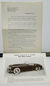 1954 Nash Healey Press Kit Media Release Sports Car Pinin Farini Designed Rare