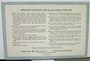 1927 Oakland Six Dealer Color Sales Brochure Folder Landau Sedan Original