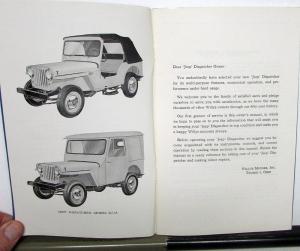 1956 Willys Jeep Dispatcher Model DJ-3A Owners Manual Original