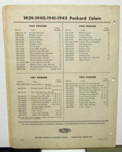 1946 Packard Color Paint Chips Leaflets DuPont Original With Supplements