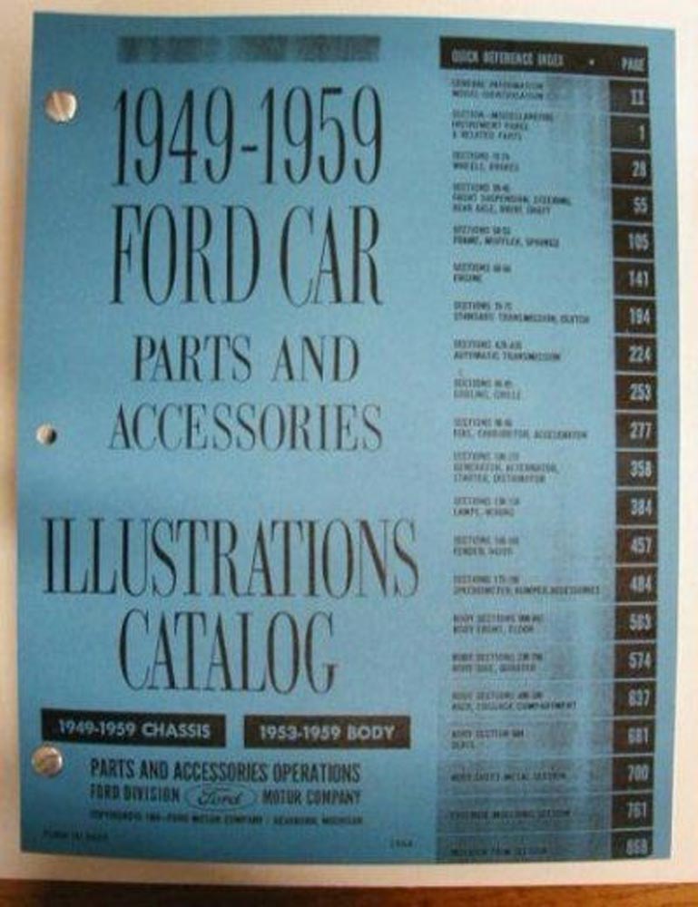 1949 1950 1951 1952 1953 1954 1955 1956 1957 1958 1959 Ford Parts Book ...