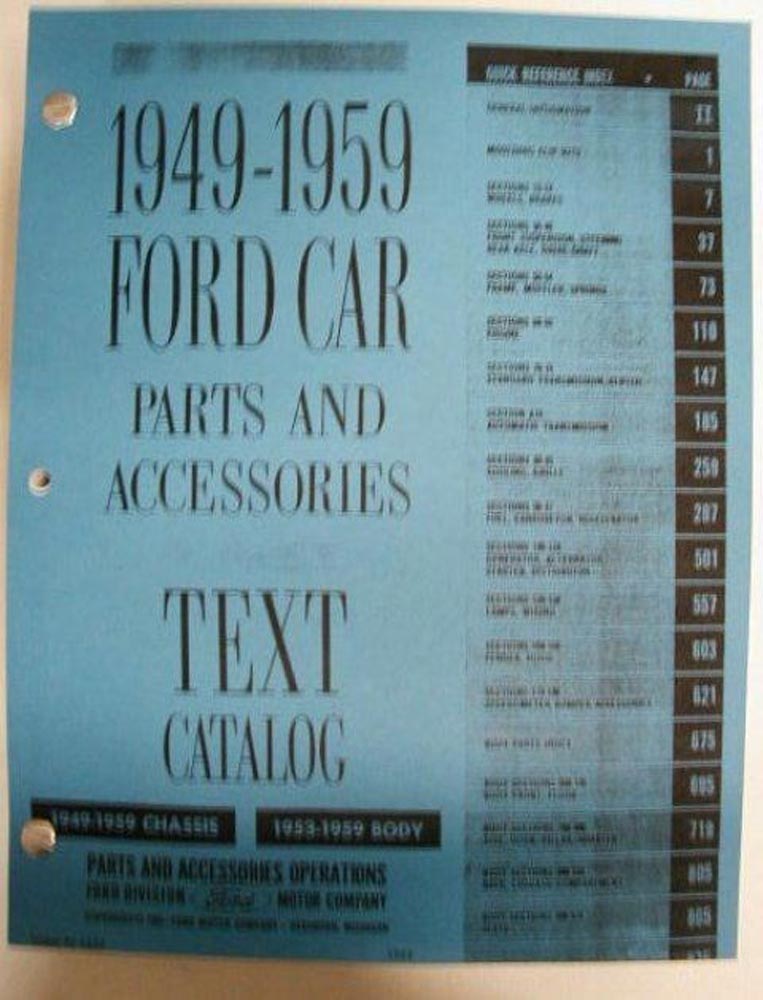 1949 1950 1951 1952 1953 1954 1955 1956 1957 1958 1959 Ford Parts Book ...