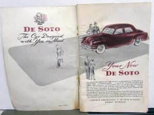 1951 DeSoto Owners Manual Care & Operation Instructions Maintenance Original