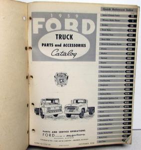 1959 Ford Truck Parts Catalog Manual F 100 250 350 Pickup Diesel HD Tilt Cab