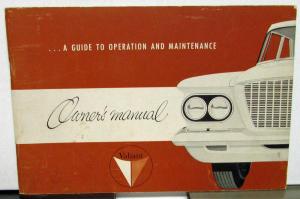 1961 Plymouth Valiant Owners Manuals Care & Operation Instructions