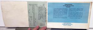 1964 Plymouth Belvedere Savoy Sport Fury Owners Manual Operation Instruction