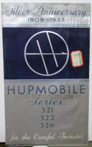 1933 Hupmobile Dealer Brochure Folder Series 321 322 326 Silver Anniversary