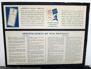 1940 Pontiac Original Prestige Sales Brochure Fold Out Silver Streak Six Eight