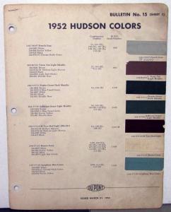 1952 Hudson Color Paint Chips by Dupont Paint Products