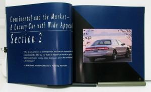 1995 Lincoln Continental Product And Marketing Guide Brochure & Specifications