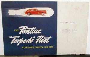 1941 Pontiac Original Sales Brochure Folder Torpedo Six Eight Coupe Woody Sedan