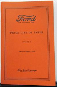 1928 Ford Model T Price List Part & Ruckstell For 1909 To 1927 Dtd Aug 5 1928