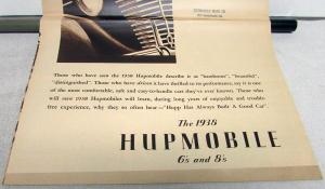 1938 Hupmobile 6 Custom 6 8 & Major Features Large Dealer Sales Brochure Orig