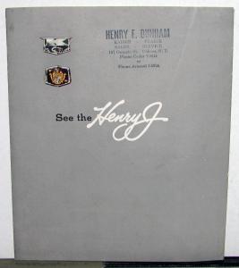 1951 Kaiser Frazer Henry J Tabbed Color Sales Brochure Folder Original