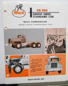 1969 Mack Truck Model CA 362 Sales Brochure & Specification Sheet