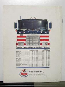 1972 Mack Truck F Series The All American Sales Brochure