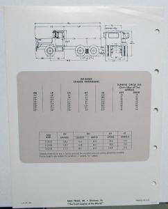 1974 Mack Truck Model DM 800SX Specification Sheet