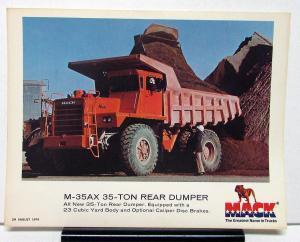 1975 Mack Truck Model M 35AX 35 Ton Rear Dumper Plate