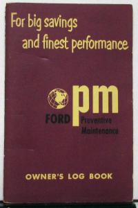 1955 Ford PM Preventive Maintenance Owners Log Book Original