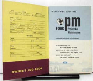 1955 Ford PM Preventive Maintenance Owners Log Book Original