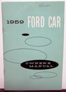 1959 Ford Sunliner Skyliner Wagon Ranchero Owners Operators Manual Original