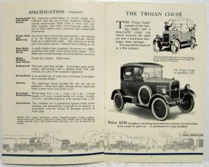 1920-1925 Trojan Utility Car Specs & Description Sales Brochure - English Market