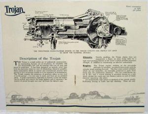 1920-1925 Trojan Utility Car Specs & Description Sales Brochure - English Market