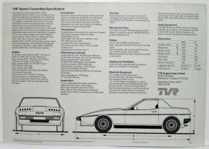 1982 TVR Tasmin Red Convertible Spec Sheet