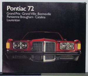 1972 Pontiac Prix Bonneville Parisienne Catalina Laurentian Canadian Brochure