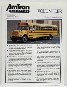 1993 AMTRAN Genesis and Volunteer Bus Spec Sheets