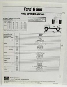 1996 Ford Truck B-Series School Bus Chassis Spec Sheet