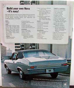 1969 Chevrolet Nova Coupe Sedan SS Color Sales Brochure Original