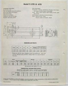 1960 REO C-370 and C-470 Conventional Bus Chassis Spec Sheet