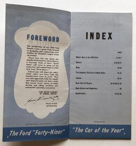 1949 Ford Quick Facts Standard Custom Canadian Sales Brochure