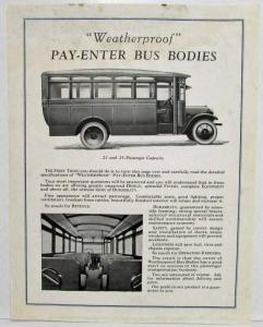 1925-1929 Weatherproof Pay-Enter Bus Bodies Spec Sheet