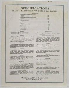 1925-1929 Weatherproof Pay-Enter Bus Bodies Spec Sheet