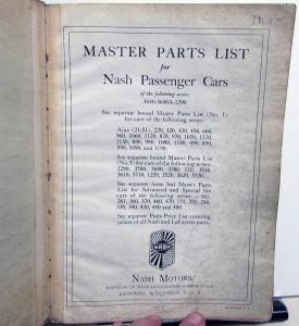 1936 Nash Dealer Master Parts Book List No 2 Series 3640 3640A 1290 Original