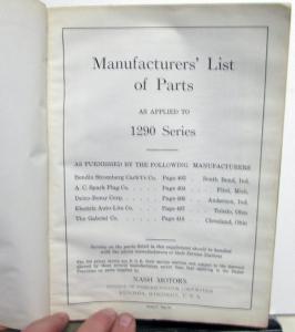 1936 Nash Dealer Master Parts Book List No 2 Series 3640 3640A 1290 Original