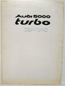 1981 Audi 5000 Turbo Sales Folder - Canadian