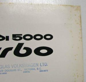 1981 Audi 5000 Turbo Sales Folder - Canadian