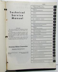 1967 AMC Rambler American Dealer Technical Service Shop Manual Repair Original
