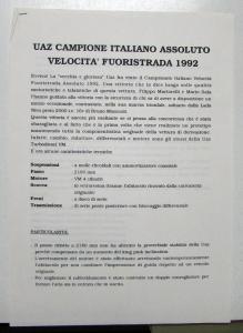 1992 Martorelli UAZ Samara Niva Press Kit In Italian Text