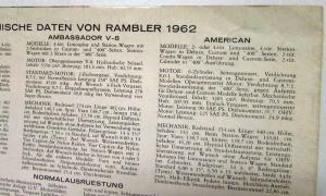 1962 AMC Rambler Sales Folder - German Text