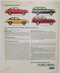 1974 Ford Pinto Sales Brochure - Canadian