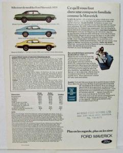 1975 Ford Maverick Sales Brochure - Canadian - French Text