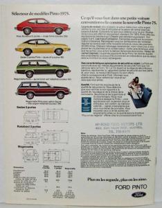 1975 Ford Pinto Sales Brochure - Canadian - French Text