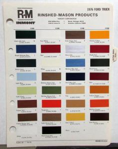 1976 Ford Truck Paint Chips by Rinshed Mason With Interior Color List Original
